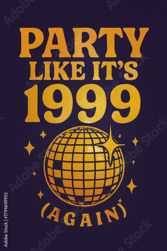 Party Like It's 1999 Again: Embrace the Ultimate Millennium Celebration with This Retro Disco Ball Design, Perfect for Nineties Throwback Parties, Y2K Vibes, and Nostalgic Events!