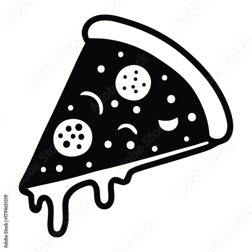 Delicious slice of pepperoni pizza with dripping cheese, perfect for food blogs, menus, and culinary designs