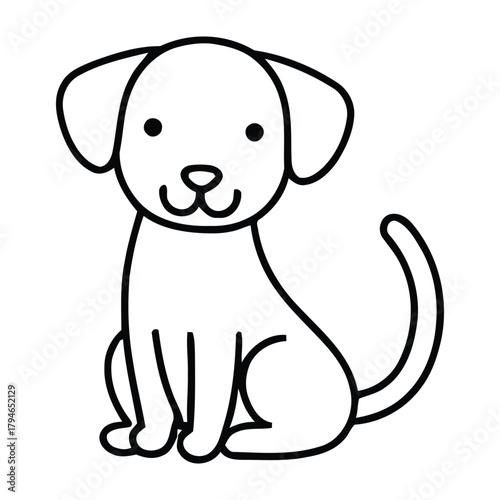 Adorable cartoon puppy sitting patiently, perfect for children's books, pet branding, and playful designs