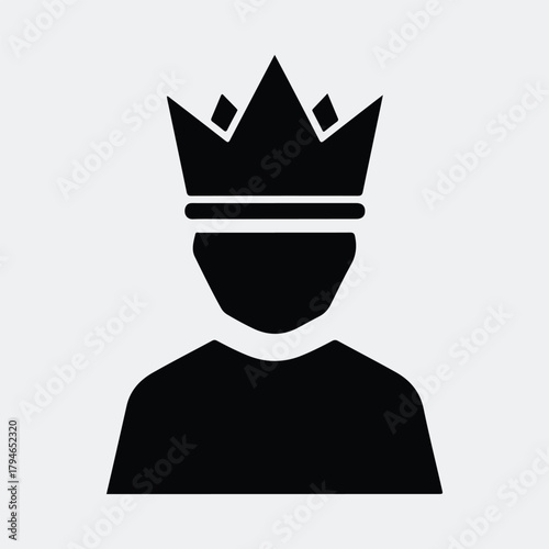 Silhouette of a king icon wearing a crown vector illustration