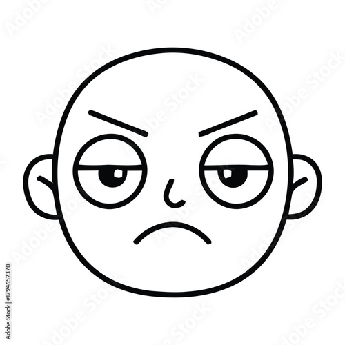 Frustrated cartoon face expressing annoyance with furrowed brows and downturned mouth, perfect for conveying dissatisfaction or displeasure in relatable scenarios.