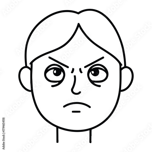 Frustrated cartoon face expressing anger and annoyance with furrowed brow and downturned mouth