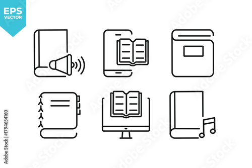 Set of line icons Book. Outline icons collection stock illustration