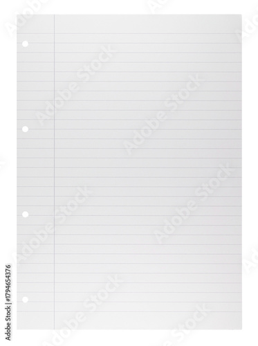 Lined notebook paper with punched holes