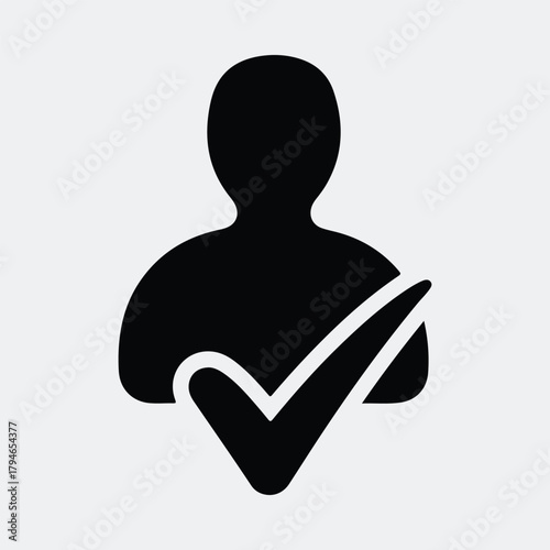 Silhouette user profile with check mark approval vector illustration