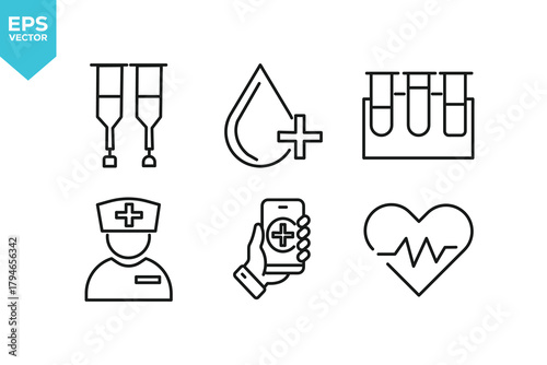 Set of line icons Medical. Outline icons collection stock illustration
