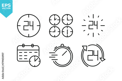 Set of line icons Time. Outline icons collection stock illustration