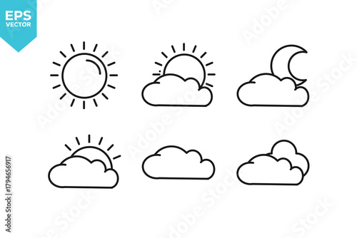 Set of line icons Weather. Outline icons collection stock illustration