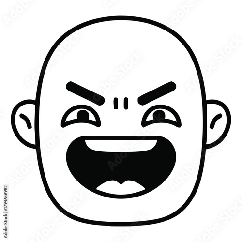 Hilarious cartoon face bursting with laughter and mischief, perfect for conveying extreme joy or playful pranks