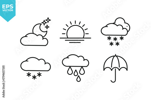 Set of line icons Weather. Outline icons collection stock illustration