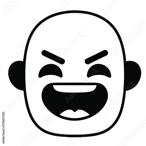 Joyful cartoon face with wide open mouth, expressive eyes, and playful ears, radiating pure happiness and delight