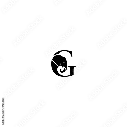 Elegant letter g logo featuring an elephant head silhouette design
