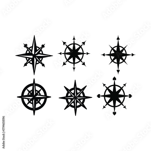 Diverse compass rose designs.