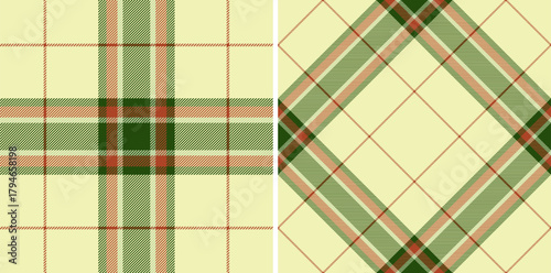 Background pattern check of vector fabric plaid with a tartan textile seamless texture. Set in nature colors for latest trends in modern everyday fashion prints.