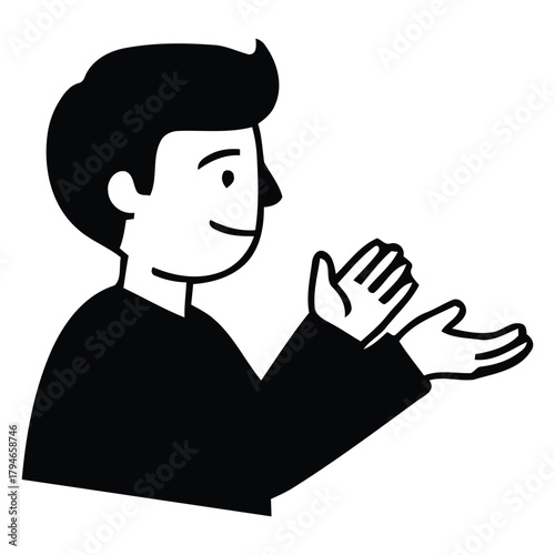 Man applauding enthusiastically, celebrating achievement or showing approval with a bright, positive expression