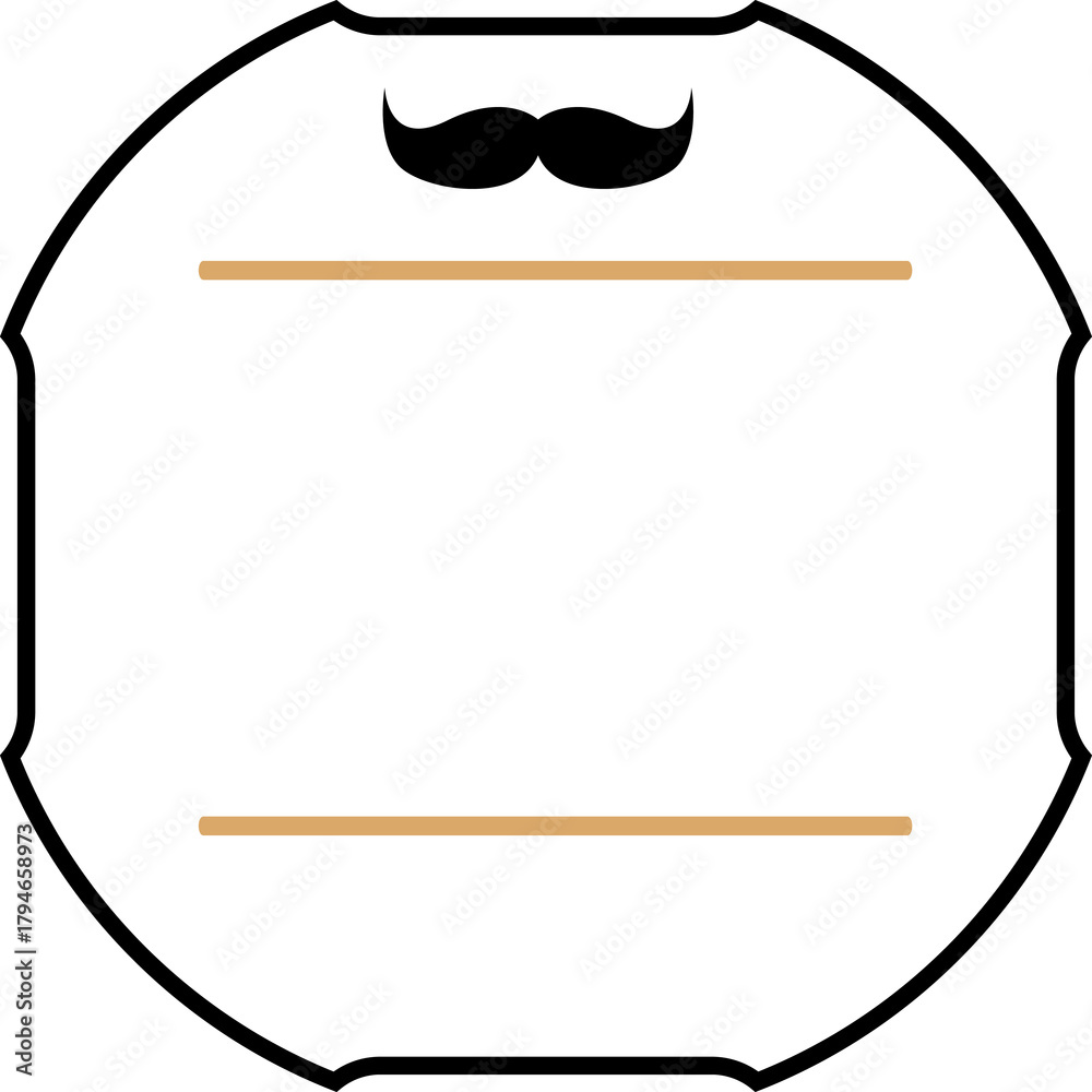 Fototapeta premium Vintage label design with mustache detail, blank space for text, retro style