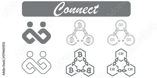 Chain Shape Silhouette Pattern. Chain link black silhouette vector illustration. Set of black isolated silhouette of chains on white seamless repeatable texture background. pattern