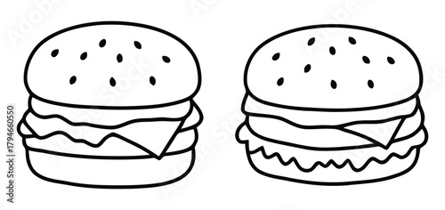 Adorable hand drawn burger icons perfect for your next culinary project or fun design.