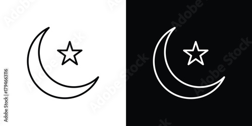 Moon icon. Premium pictogram isolated on a white background.