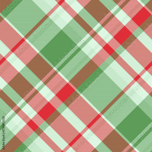Neutral tartan plaid texture, old-fashioned pattern background seamless. Neat vector check textile fabric in light and green colors.