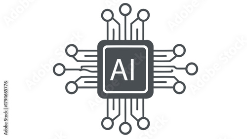 AI Chip Icon Representing Artificial Intelligence, Machine Learning, and Neural Networks