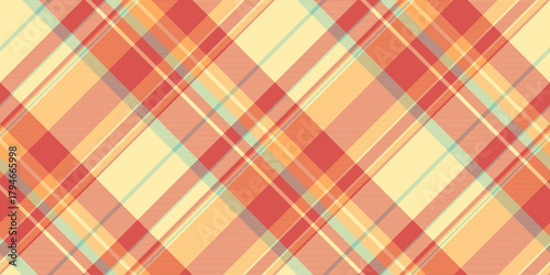 Countryside textile tartan seamless, december vector check pattern. India plaid background texture fabric in yellow and red colors.