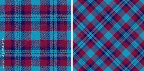 Seamless plaid tartan of vector pattern textile with a check background texture fabric. Set in night colors for eco friendly packaging ideas products.