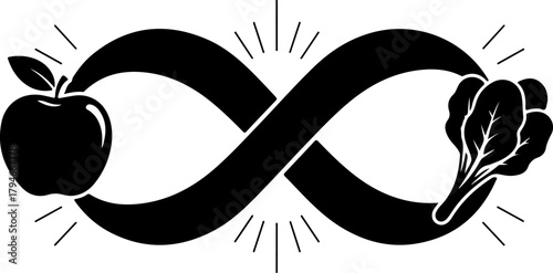 Infinite Apple & Veg Loop - Healthy Food Icon Vector