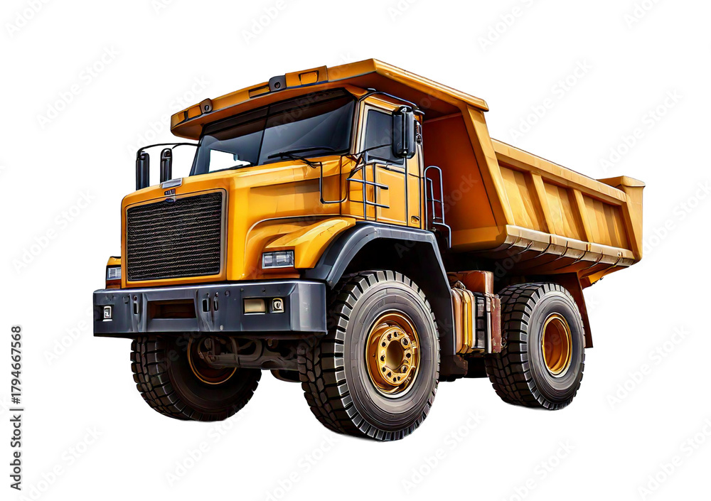 Naklejka premium Big dump truck with shadow, isolated on transparent or white background