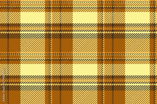 Hounds texture background tartan, costume fabric check textile. Custom plaid vector seamless pattern in orange and yellow colors.