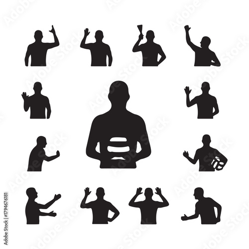 Diverse People Silhouettes Showcase Expressive Gestures