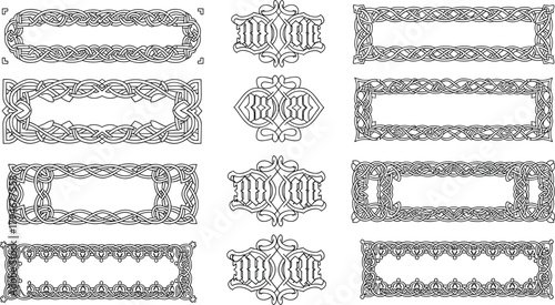 Photos Celtic ornamental border, decorative black and white frame, intricate knotwork d