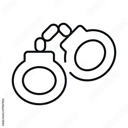 Handcuffs icon vector design featuring a simple and clear representation in black outline style