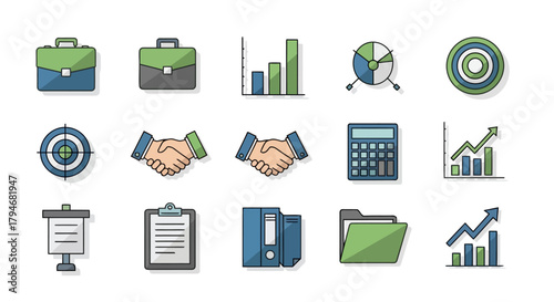 Financial Icons Business, Growth, and Data Visualization Elements