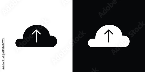 Cloud upload icon, outline vector sign, linear and solid style. vector symbol on white background