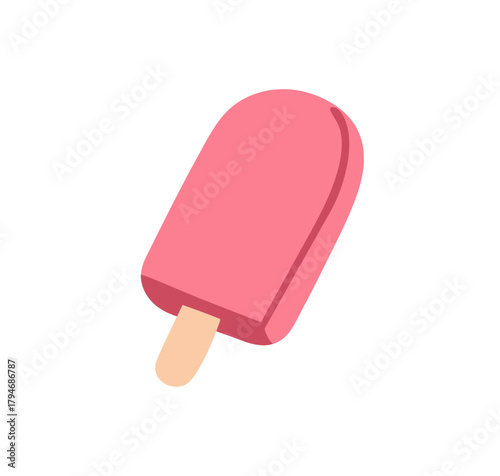 Ice-cream, popsicle on stick. Frozen fruit dessert with berry flavor. Sweet c...