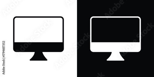 Computer screen icon, outline vector sign, linear and solid style. vector symbol on white background