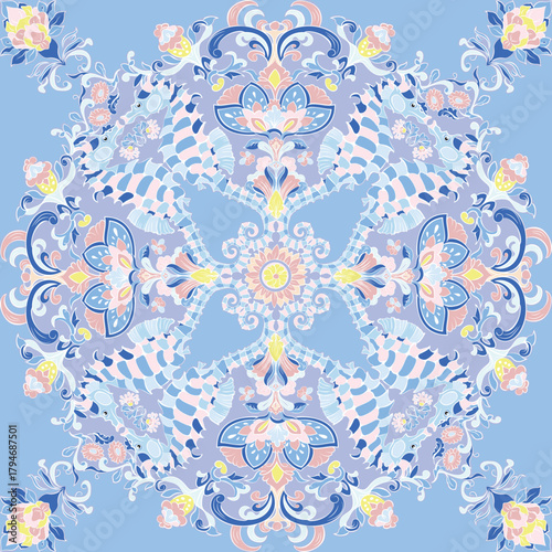 Ocean Seahorse Garden: A boundary-breaking repeat pattern that captures the vibrancy of a deep-sea wonderland blooming with life from a spring meadow