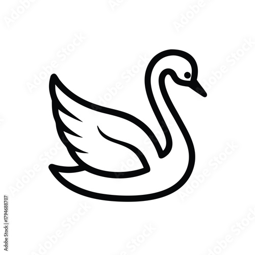 Minimalist Swan Icon with Exaggerated Lines