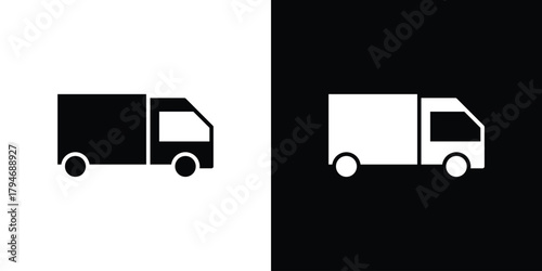 Delivery van icon, outline vector sign, linear and solid style. vector symbol on white background
