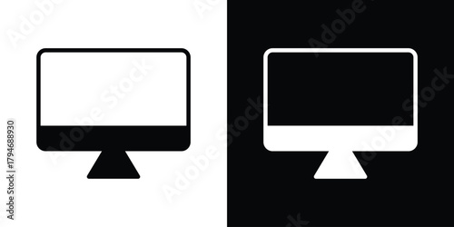 Desktop icon, outline vector sign, linear and solid style. vector symbol on white background