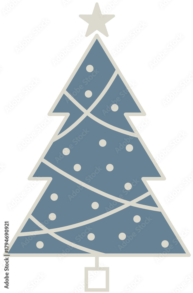 Fototapeta premium Abstract Christmas tree with cool tone colors. Merry Christmas and Happy New Year. Illustration concepts for background, card, banner, marketing material.
