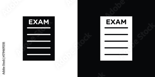 Exam icon, outline vector sign, linear and solid style. vector symbol on white background