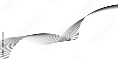 Gray and white abstract background with flowing particles, data science frequency gradient lines on transparent background, vector Illustration of the gray pattern of lines,