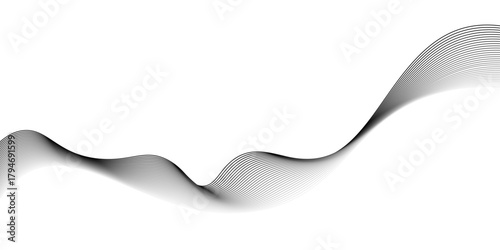 Gray and white abstract background with flowing particles, data science frequency gradient lines on transparent background, vector Illustration of the gray pattern of lines,