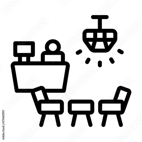 Hotel Lobby Vector Line Icon Design