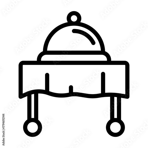 Room Service Tray Vector Line Icon Design