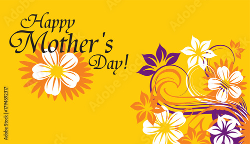  happy Mother s Day Abstract floral background vector illustration with pink and yellow flower blossom design pattern