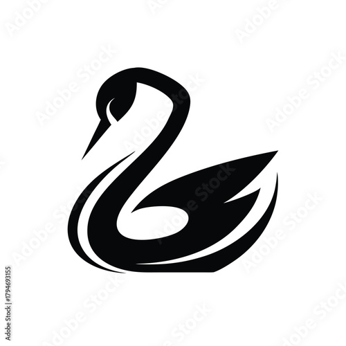 Elegant Black Swan Vector Illustration