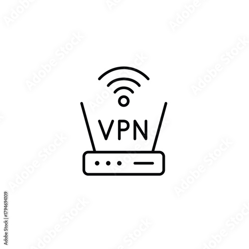 VPN, router and wifi. Secure connection, privacy and anonymity online. Pixel perfect, editable stroke vector icon